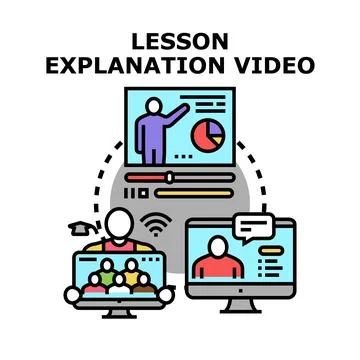 Online lesson explanation video concept e learning Stock Illustration