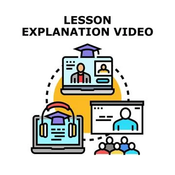 Online lesson explanation video concept for distance learning Stock Illustration