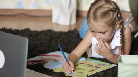 Online lesson format for children Stock Footage 130347971