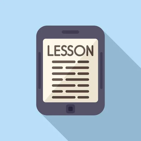 Online lesson icon flat vector. Digital school Stock Illustration