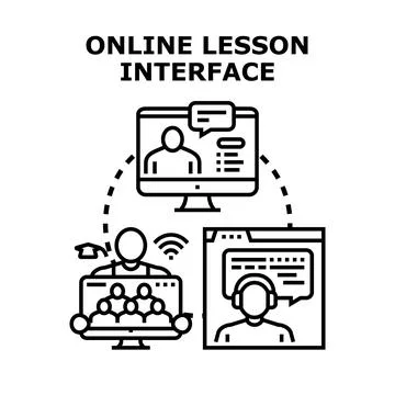 Online lesson interface concept with distant education イラスト素材
