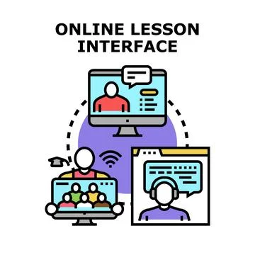 Online lesson interface concept with distant education Stock Illustration