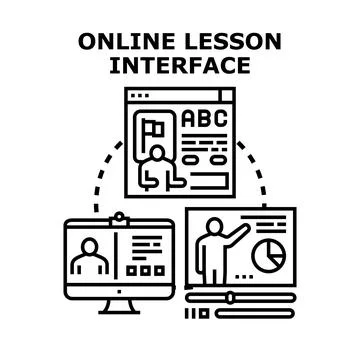 Online lesson interface connecting global students learning remotely イラスト素材