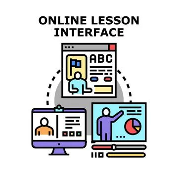 Online lesson interface connecting global students learning remotely Ilustração Stock