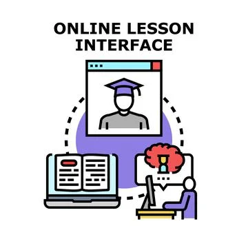 Online lesson interface facilitating distance education and learning イラスト素材