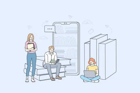 Online library and elearning concept イラスト素材