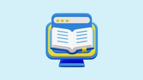 Online Library animated 3d icon. Stock Footage 289453915