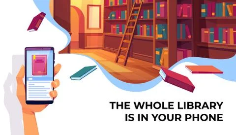 Online library app for reading, electronic books Stock Illustration