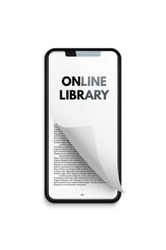 Online library application banner vector template. Mobile technology, electronic Stock Illustration