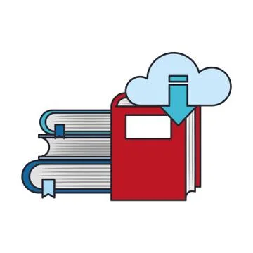 Online library with cloud computing isolated icon Illustrazione stock
