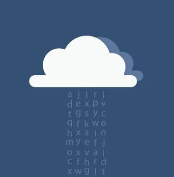 Online library as cloud computing service concept raining letters Stock Illustration