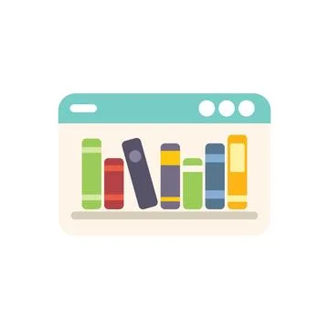 Online library on computer screen showing e learning concept Stock Illustration
