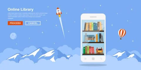 Online library concept Stock Illustration