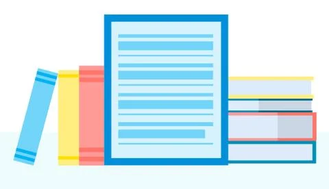 Online library, e-book, digital book store, e-reading, online learning, educa Stock Illustration