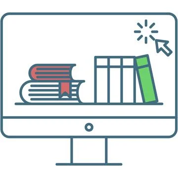 Online library, e-book vector icon flat design Stock Illustration