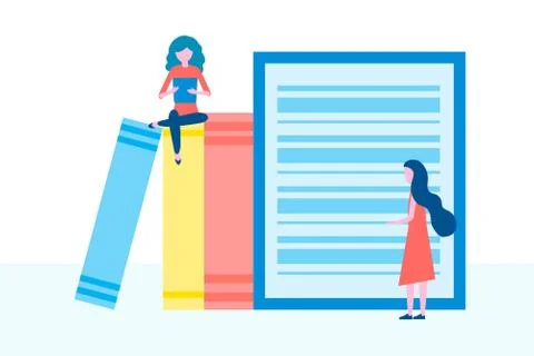 Online library, e-books, digital book store, e-reading, online learning, educ Stock Illustration