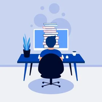 Online library education concept. 库存插图
