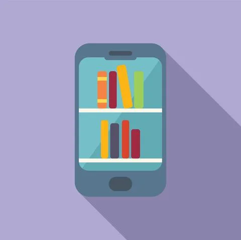 Online library icon flat vector. Training people Illustrazione stock