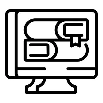 Online library icon outline vector. Child study Stock Illustration