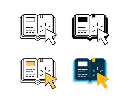 Online library icon vector design in 4 style line, glyph, duotone, and flat. Stock Illustration