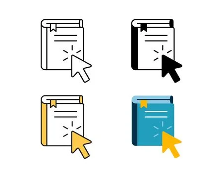 Online library icon vector design in 4 style line, glyph, duotone, and flat. Stock Illustration