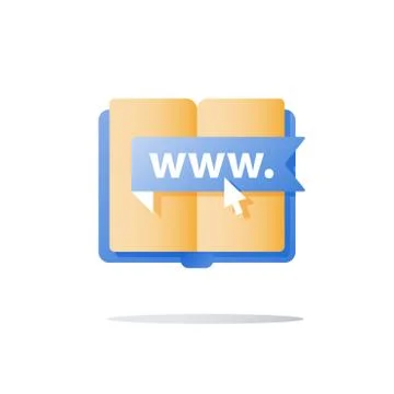 Online library, internet education, web course, open book, distant training c Stock Illustration