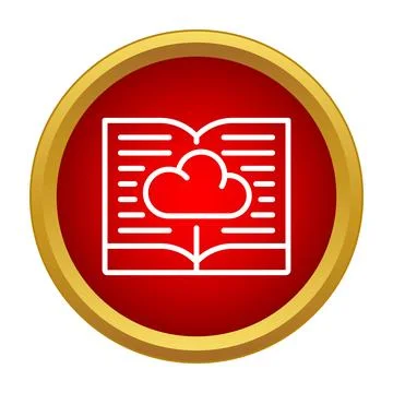Online library learning with cloud computing icon Illustrazione stock