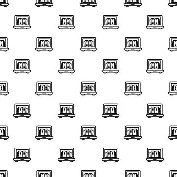 Online library learning on laptop seamless pattern 스톡 일러스트