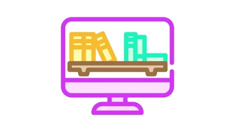 Online library learning platform color icon animation Stock Footage 327257295
