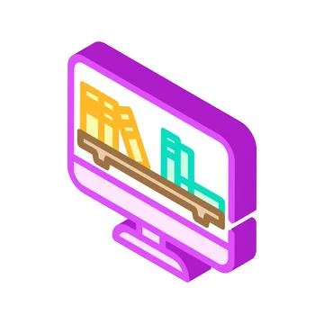 Online library learning platform isometric icon vector illustration Illustrazione stock