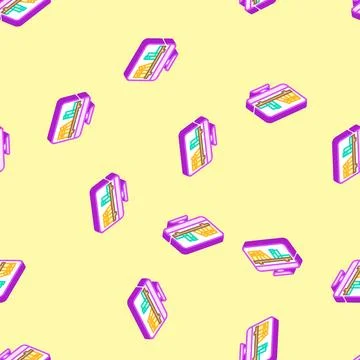 Online library learning platform isometric icon seamless pattern Stock Illustration