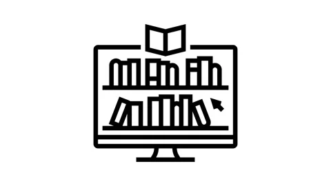 Online library learning platform line icon animation Stock Footage 326131433