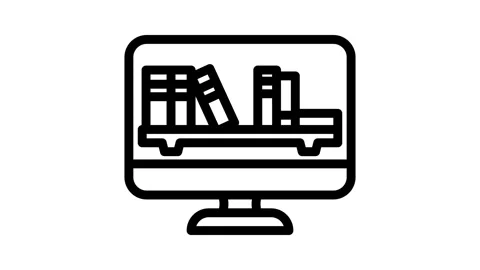 Online library learning platform line icon animation Stock Footage 326748994