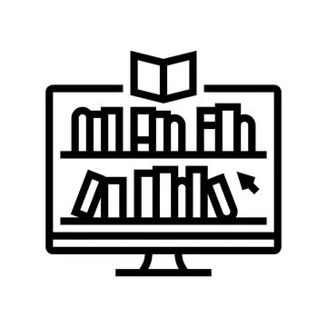 Online library learning platform line icon vector illustration Illustrazione stock