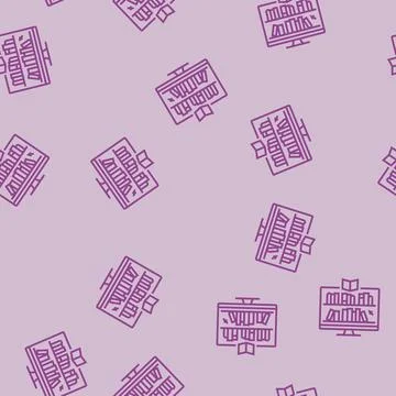 Online library learning platform line seamless pattern Stock Illustration
