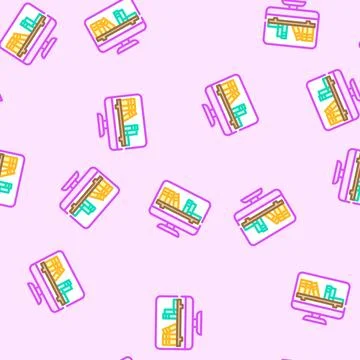 Online library learning platform vector seamless pattern Illustrazione stock