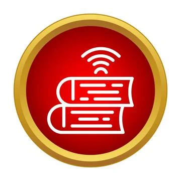 Online library learning with wifi e book icon Stock Illustration
