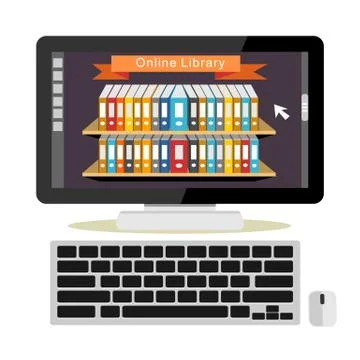 Online library or digital library concept. Stock Illustration