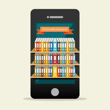 Online library or digital library concept. Stock Illustration