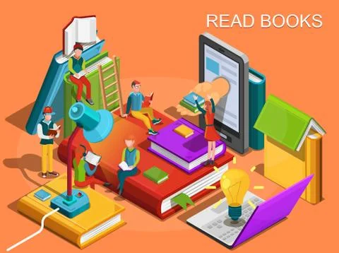 Online library. The process of education, the concept of learning Stock Illustration