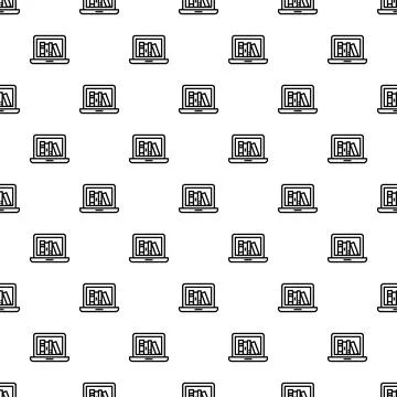 Online library service e book learning pattern background Illustrazione stock