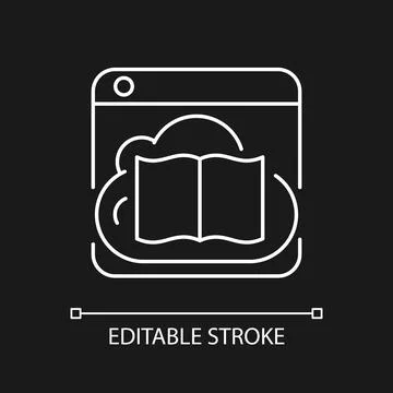 Online library white linear icon for dark theme 스톡 일러스트
