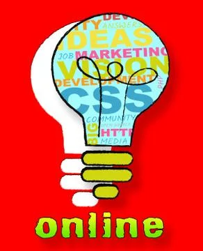 Online Lightbulb Indicates Browsing Online 3d Illustration Stock Illustration