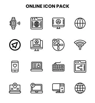 Online Line Bundle Icons Pack Illustrazione stock