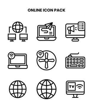 Online Line Scalable Icons Pack Illustrazione stock