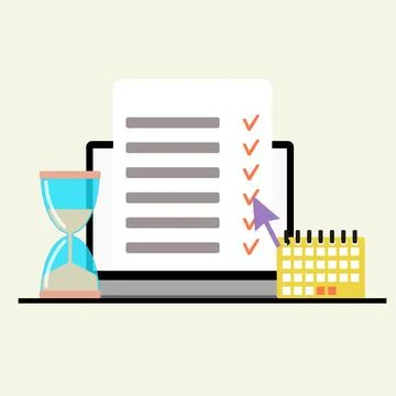 Online list to do task, time and business management Stock Illustration
