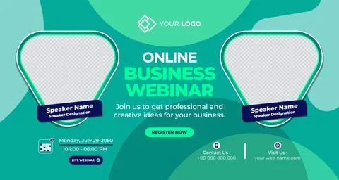 Online Live Corporate Webinar Web Banner. Annual Invitation Conference Banner Stock Illustration
