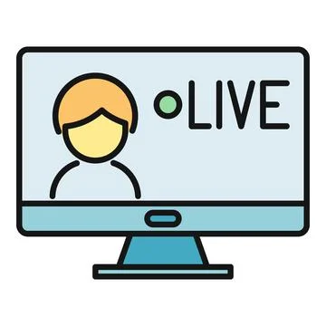 Online live streaming broadcast icon on monitor screen イラスト素材
