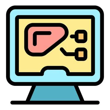 Online liver analysis showing functioning and diagnosis on computer screen Stock Illustration