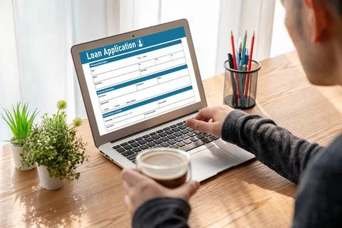 Online loan application form for modish digital information collection Stock Photos